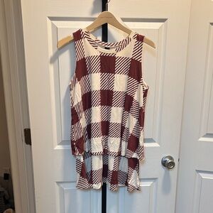 Agnes & Dora Burgundy and White Checkered Tank Top